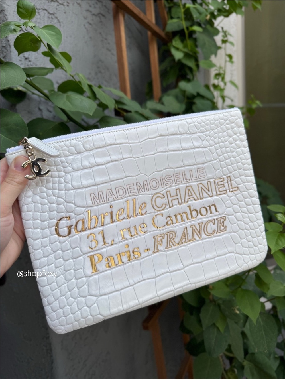 Chanel Croc Embossed Leather O-Case Clutch
